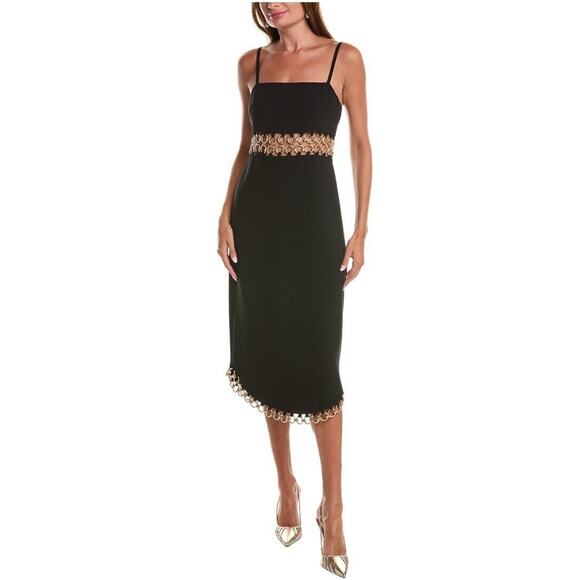 $1311 Alexis Tale Black Midi Dress Dress Golden Ring Chain Sz Small - Picture 5 of 16